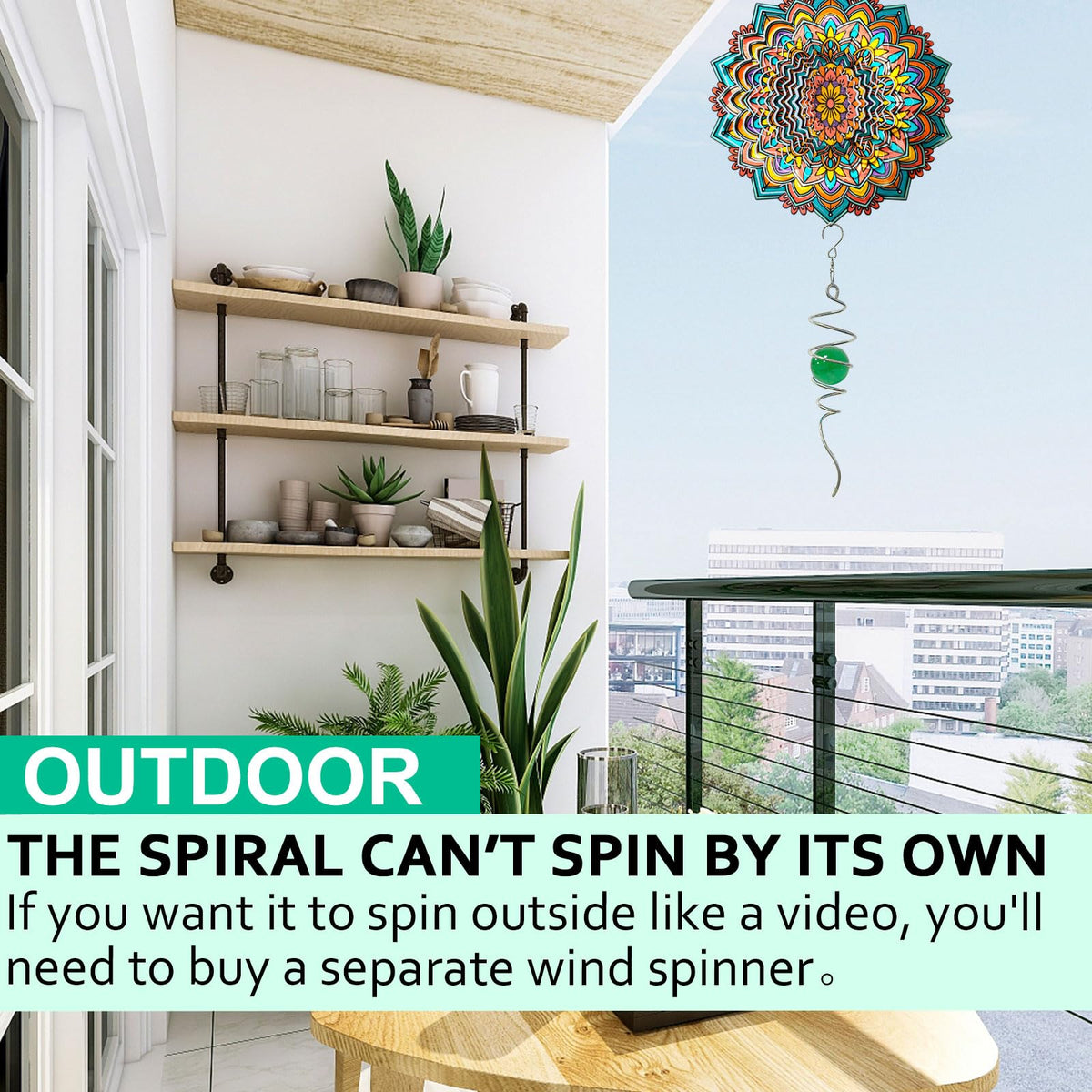 Wind Spinner Tail with Green Glass Orb (004-green)