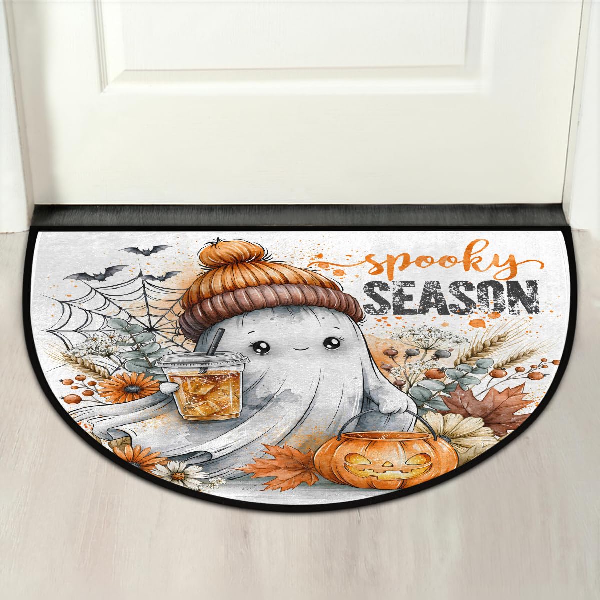 Halloween Half Round Doormat Non Slip Semi Circle Rug Outdoor Welcome Mat (Z-104)