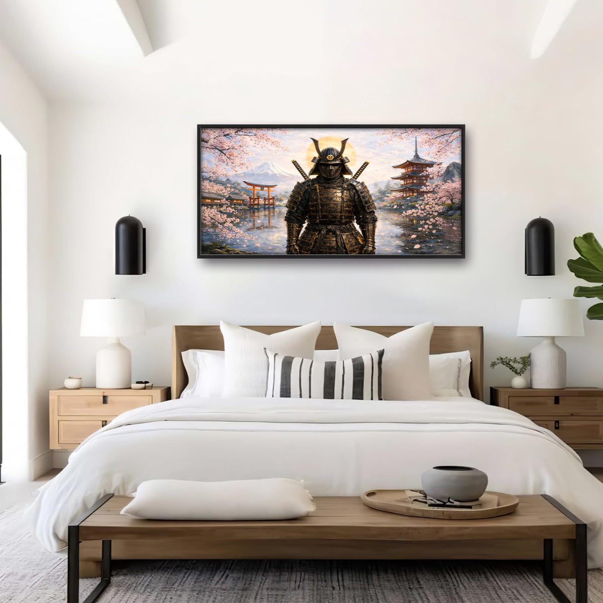 Large Framed Japanese Samurai Wall Art Decor Canvas Print 60" L x 30" W (Samurai / 60"L x 30"W)