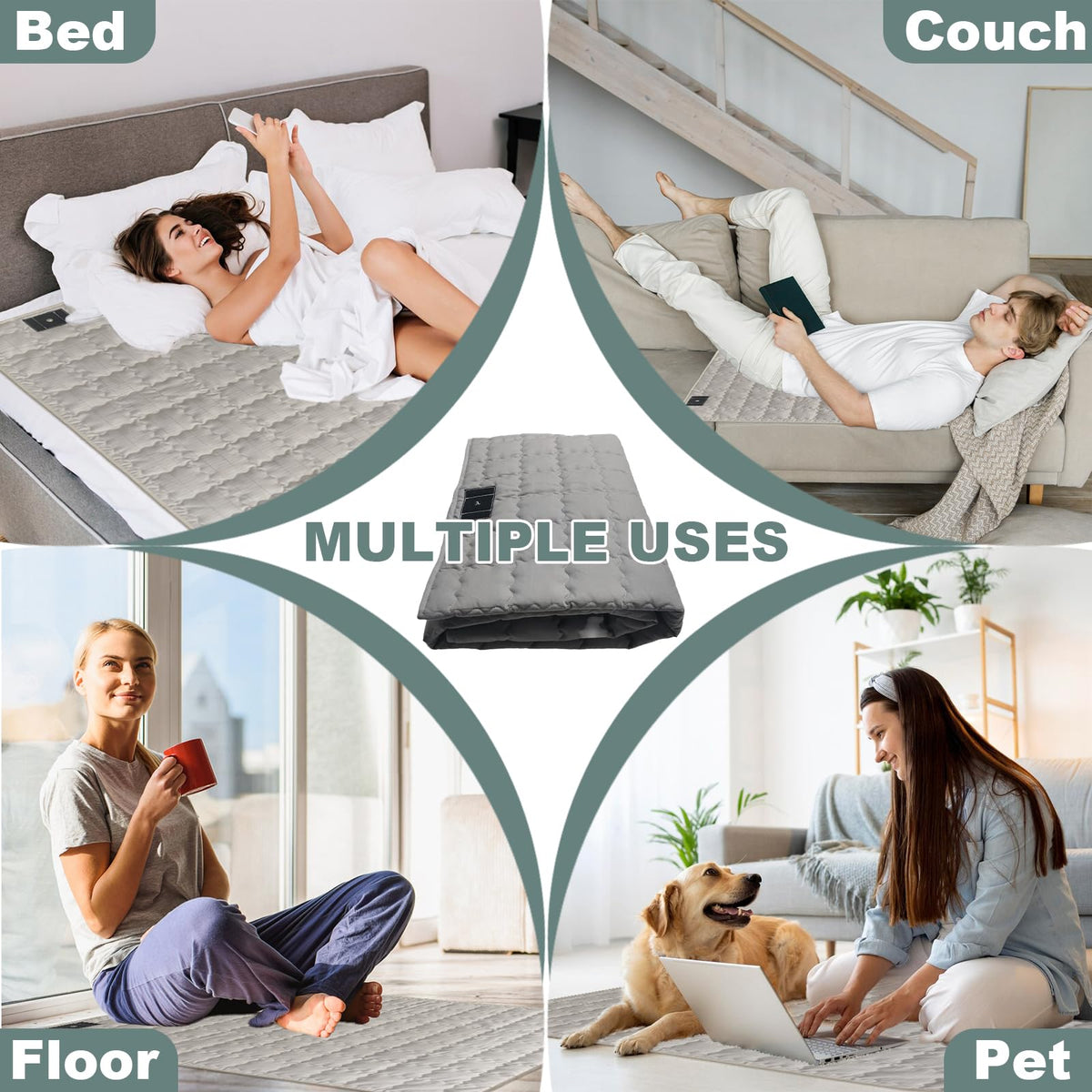 Grounding Mat Cotton Grounded Pad Silver Fiber Earth Connected Mat for Bed (35x50 Inch / Beige)