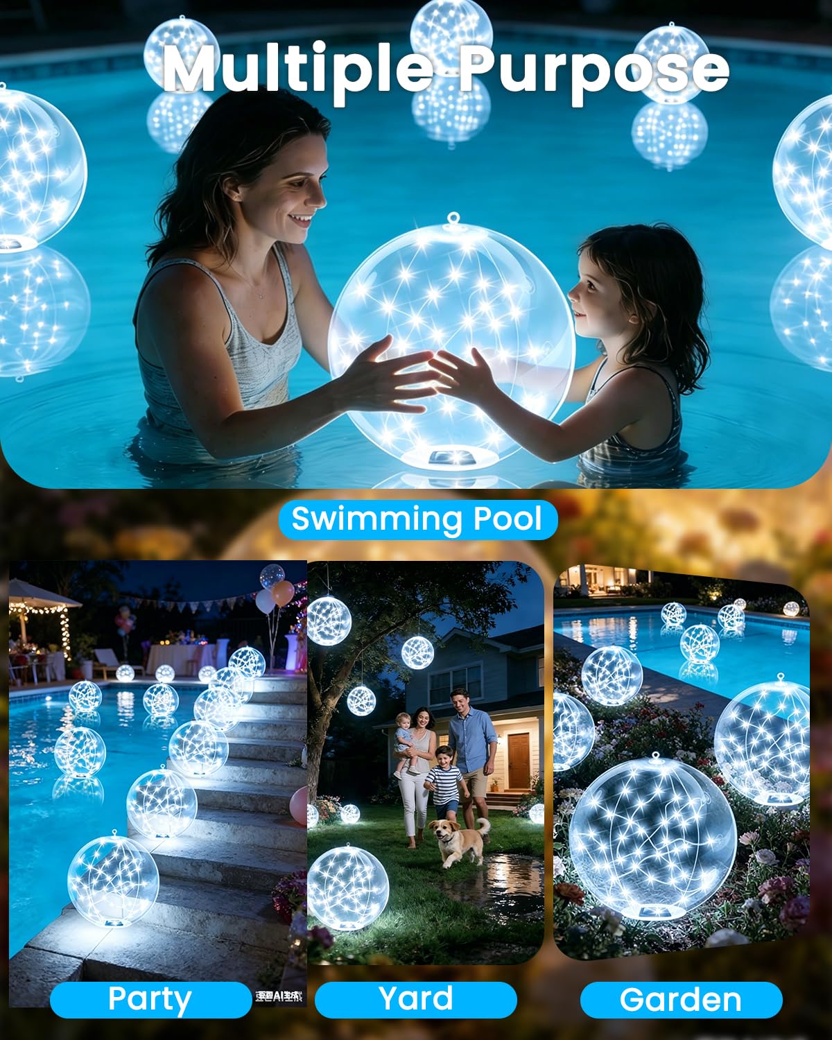 4 Pack Floating Pool Lights (Cool White)