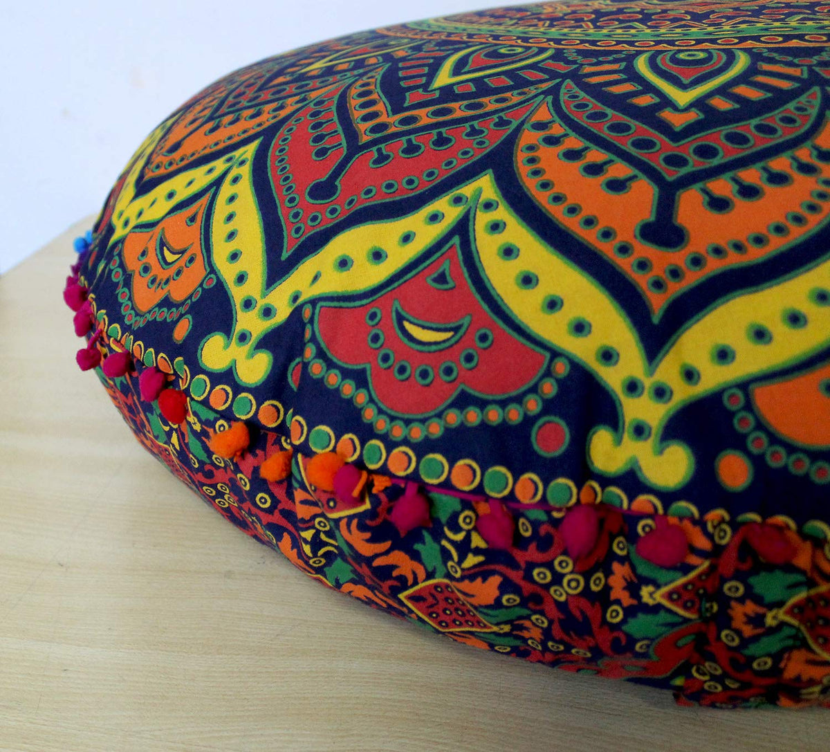 ICC 32 Inch Floor Pillows & Cushions Covers Decorative Hippie Mandala Pouf Pillow Covers Bohemian Seating Meditation Cushion Cover Large Boho Ottoman Case Pillowcase for Couch Blue Multi (Blue Multi)