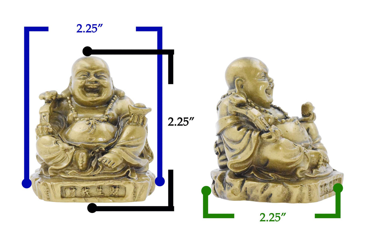Laughing Happy Small Buddha Statue Figurine for Lucky Home Décor Gift Gold Color (Gold)