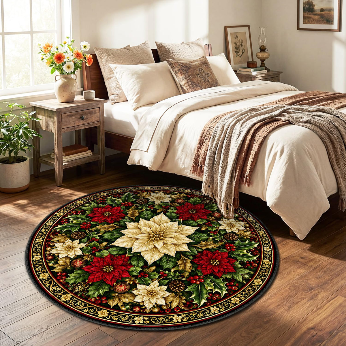 Christmas Round Area Rug 4ft (104 / 4' (Round))