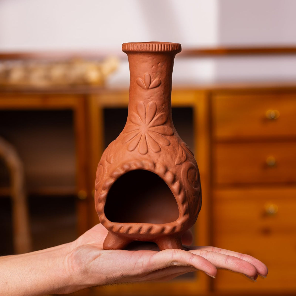 Handmade Palo Santo & Sage Burning Dish (Terracotta -Flower Palo Santo Holder)