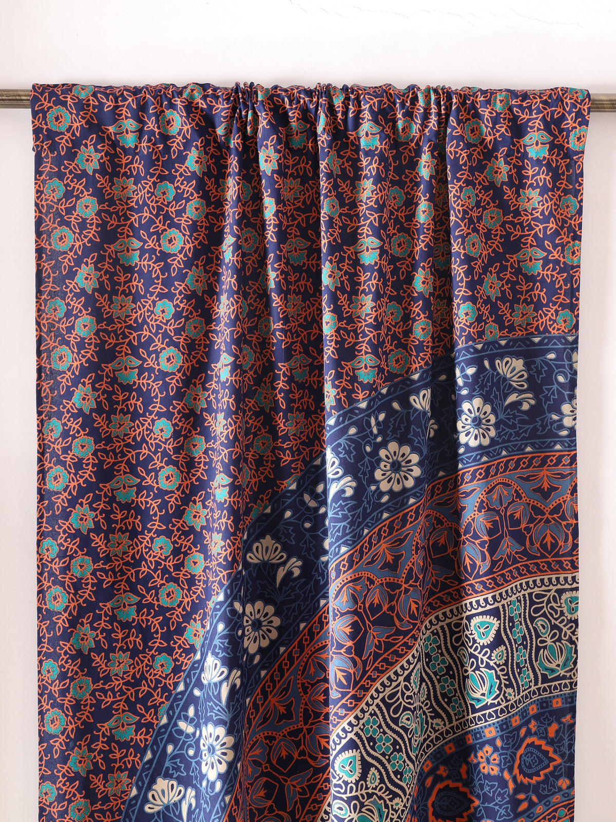 Blue Hippie Mandala Art of Flower Curtains 100 Inch Length for Living Room Bedroom 2 Panels Set Semi Sheer Window Curtains 76 Inch Width Boho Farmhouse Drapes W76xL100 Tarquoise (Floral Blue Tarquoise / 76"W x 100"L (Pack of 2))