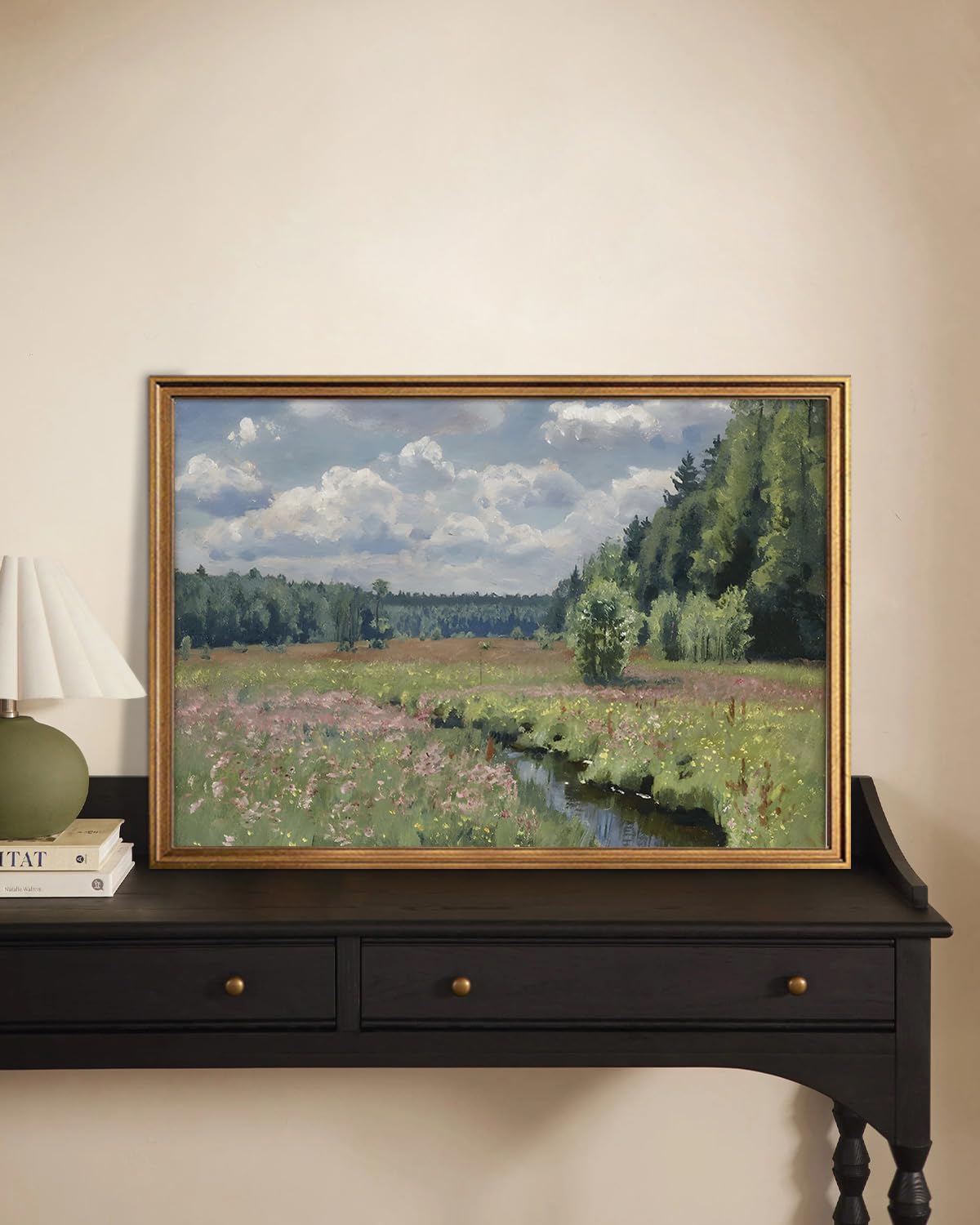 Gold Framed Vintage Wall Art Prints (Green Forest / 24"L x 16"W)