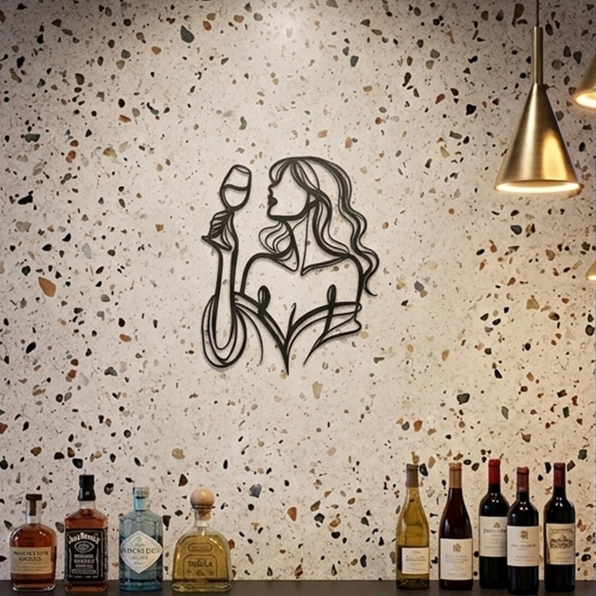Black Metal Wall Art Decor (Drinking Wine)