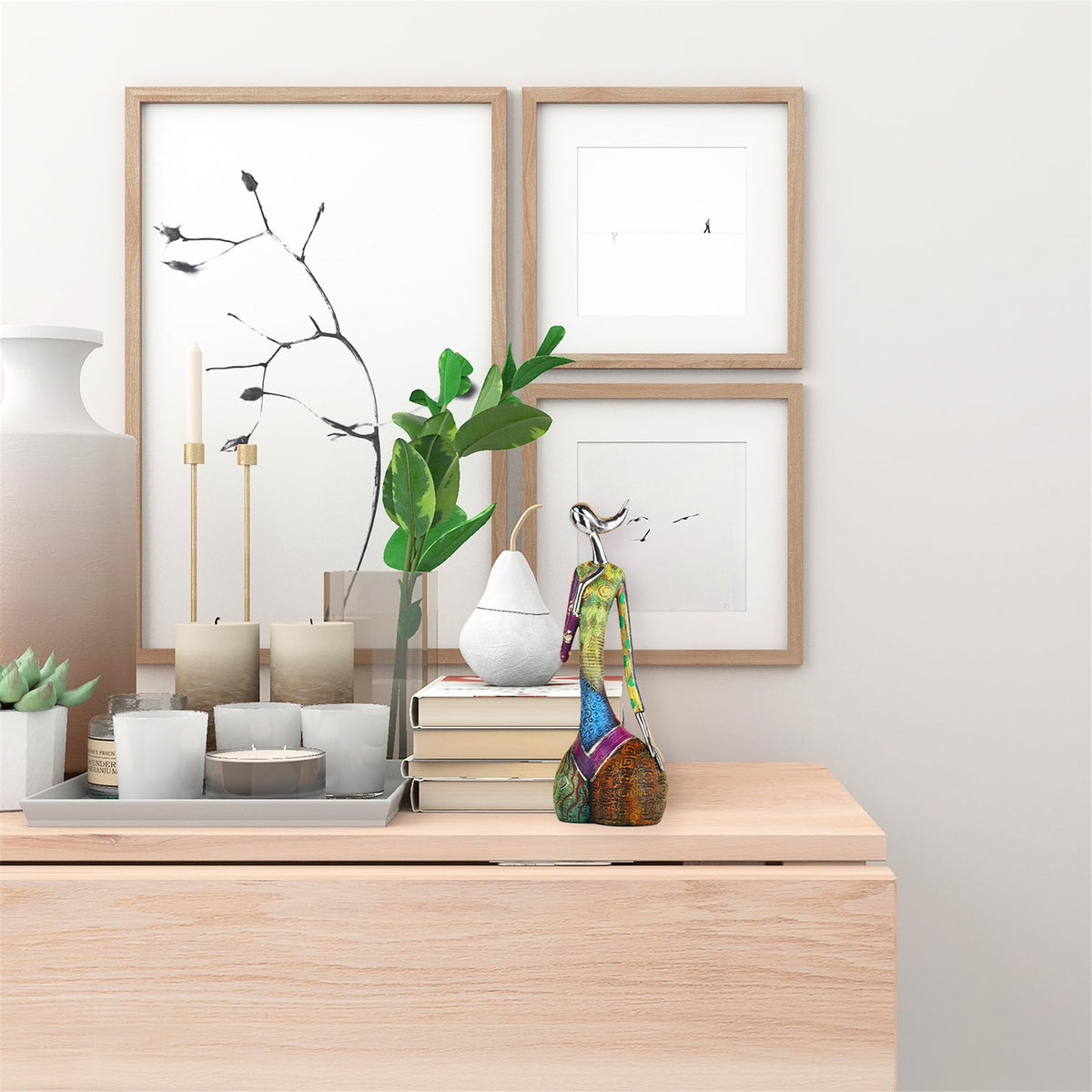 Colorful Abstract Women Figurines Sculptures Home Decor for Shelves Yoga Pose Art Statue Modern Home Decoration Living Room Zen Decor Tables Ornaments (Elegance)