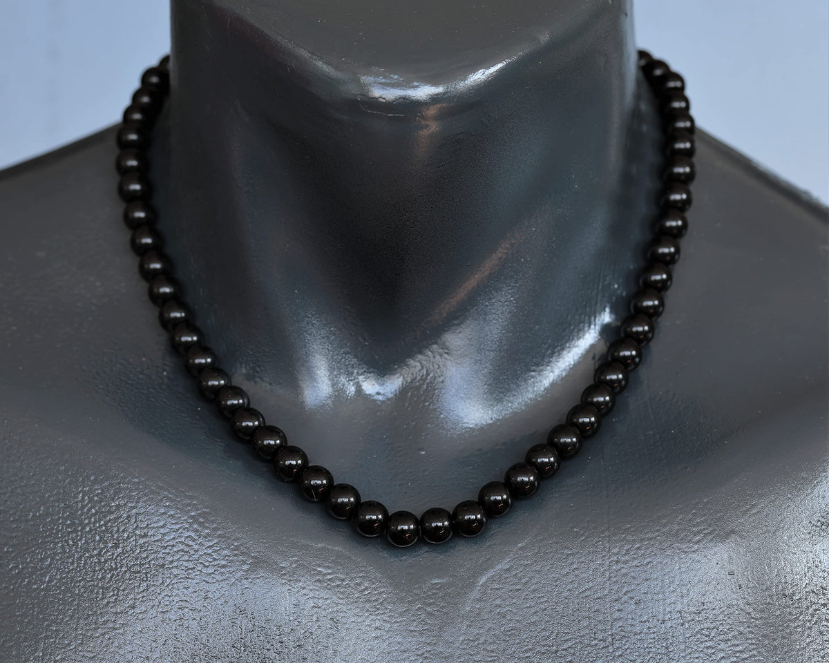 Natural Black Onyx Beaded Choker Necklace (Black Onyx / 36 Inches)