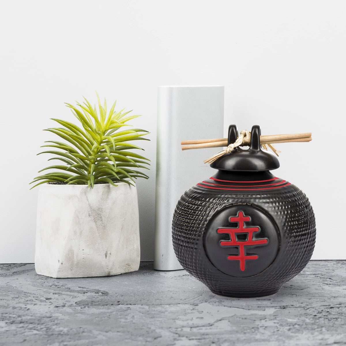 Live Whale Zen Decor Law of Attraction Chinese Style Wishing Pot (red)