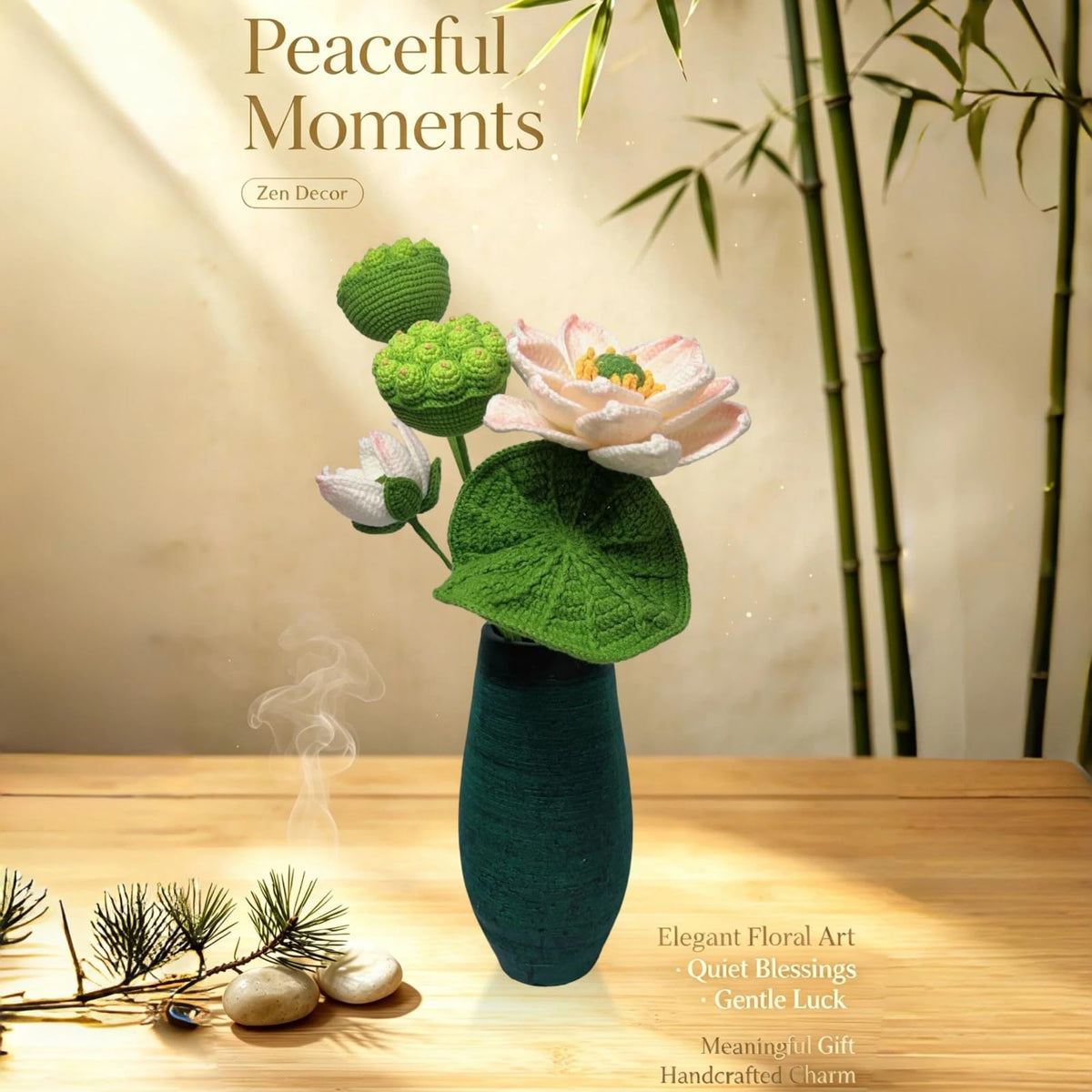 Crocheted Lotus Flowers Plant (Lotus Flower-pink)