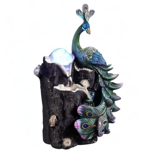 Tabletop Peacock Waterfall Fountain (Royal Blue)