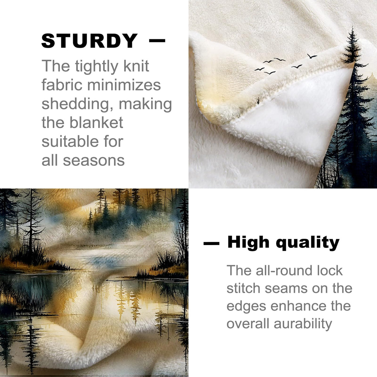 Misty Forest Lake Flannel Blanket (Misty Forest Lake / 50x60 inch)