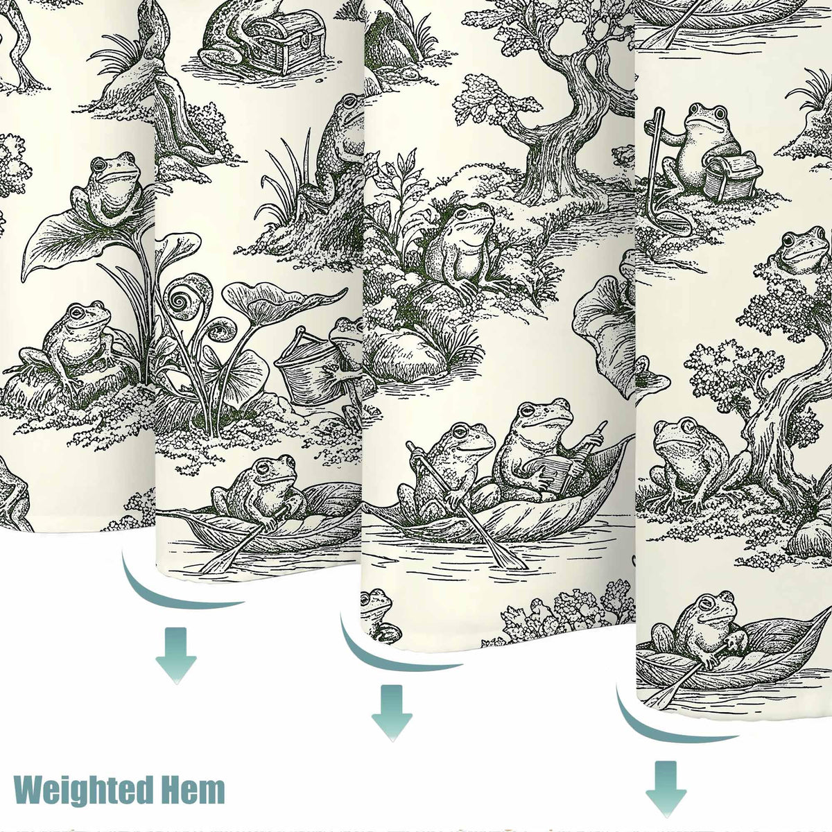 Vintage Frog Toile Shower Curtain Set (72"W x 72"L (Pack of 1) / White Beige)