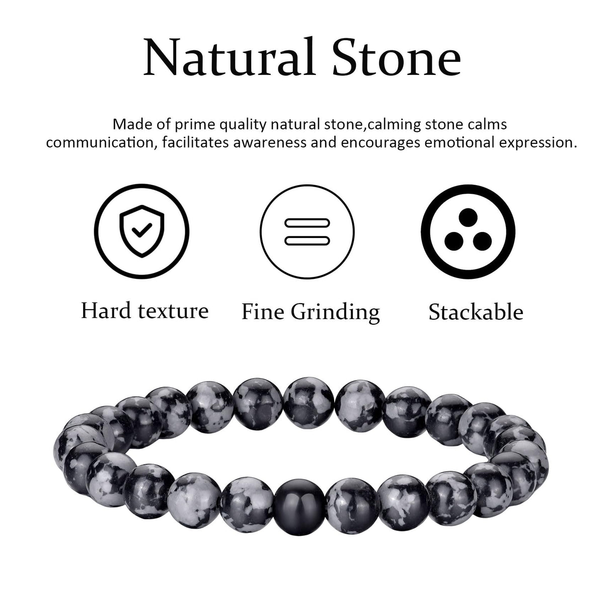 Mens Bracelets 8MM Natural Stone Beads Bracelet Set Stretch Adjustable Beaded Bracelets for Men (4,white,blue)