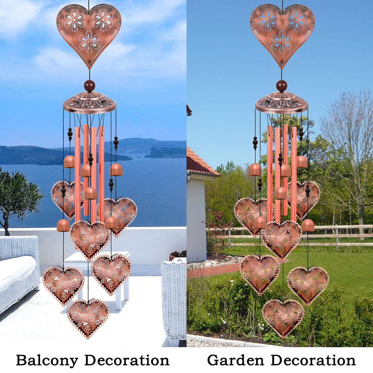 Heart Shape Wind Chimes for Garden