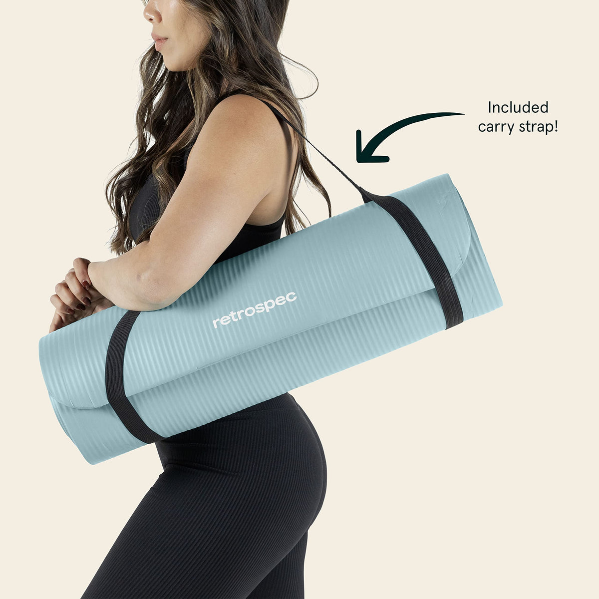 Solana 1" Extra Thick Yoga Mat Non Slip Exercise Mat w (Blue Mist / 1 inch)