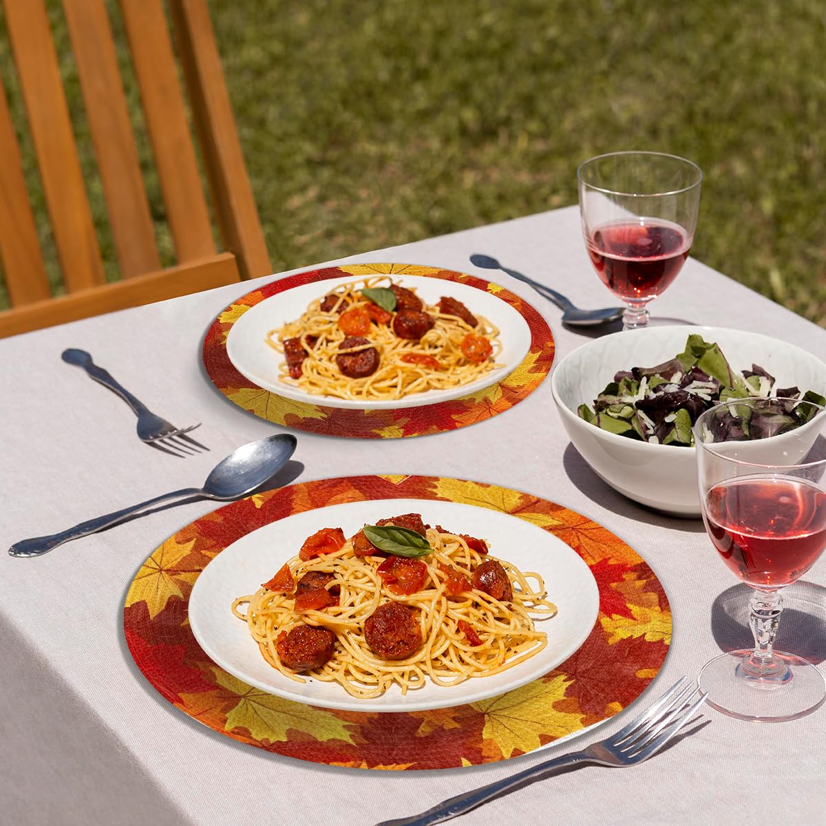 Autumn Woven Placemats Round Placemats Set of 6 for Festival Party (B 007 / 6 pieces)