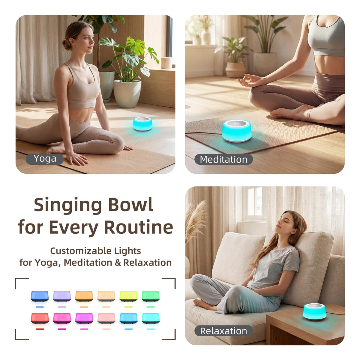 Automatic Tibetan Singing Bowl Sound Machine (White & Blue / Standard)