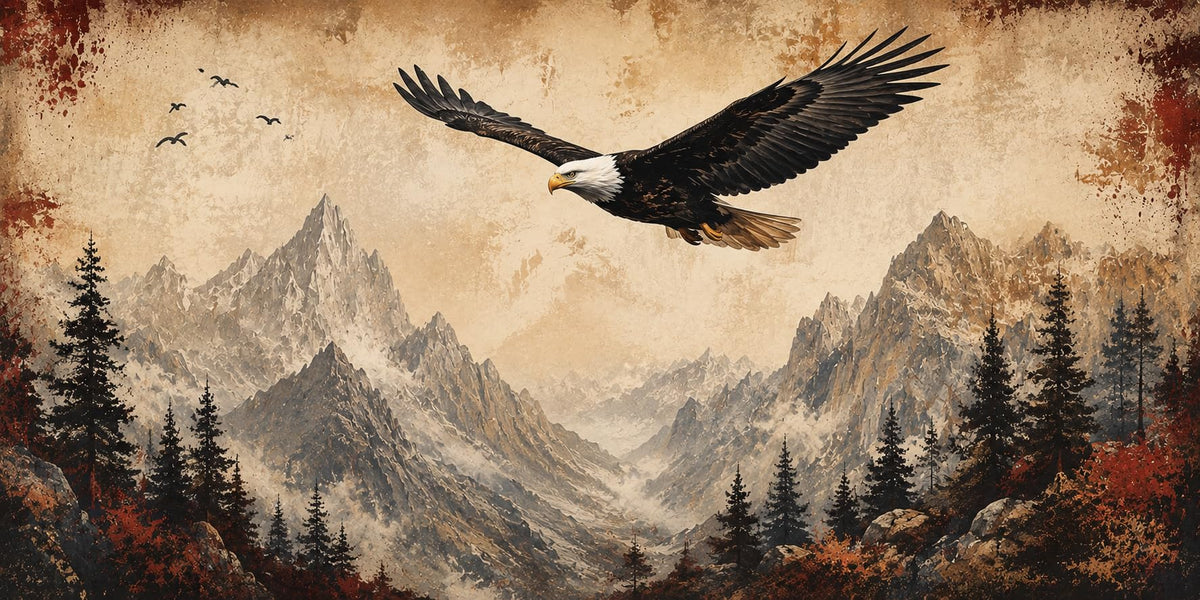 Eagle Large Wall Art for Living Room Big Colorful Tree Canvas Painting Wall Decor Vintage Artwork Nature Landscape Picture Decoration Framed for Bedroom Bathroom Office Gifts for Women 60"x30" (Eagle / 60L"×30W")