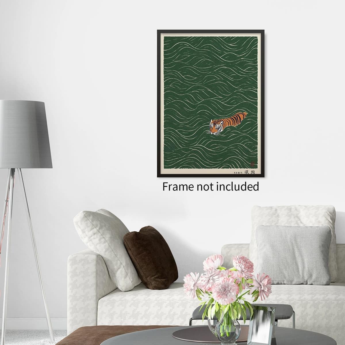 Vintage Japanese Tiger Swimming Prints Ukiyo (Unframed / Japanese Art 004 / 24"L x 16"W)