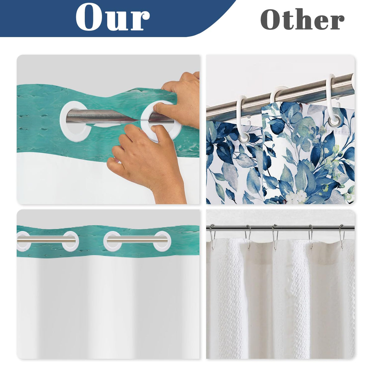 No Hook Shower Curtain with Snap in Liner (Beach Scene)