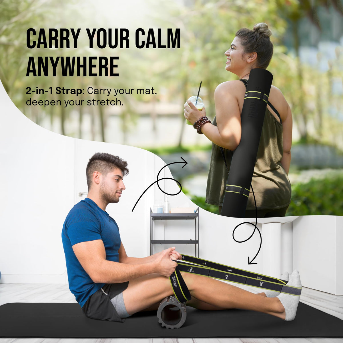 Extra Wide Yoga Mat for Men Women (Just Black / Standard (1/4 Inch Thick))