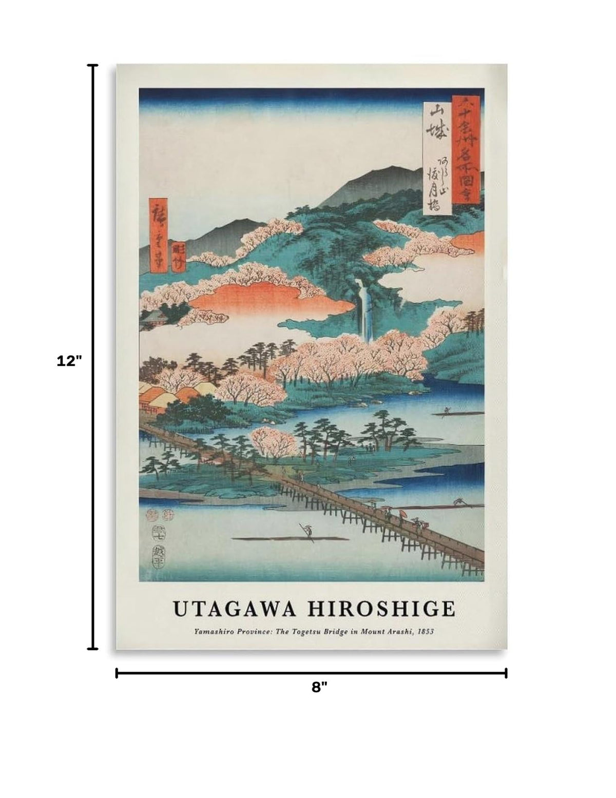 Utagawa Hiroshige Canvas Printing Wall Art Prints Posters Vintage Japanese Woodblock Landscape Togetsu Bridge Arashiyama Scenery Japandi Decor for Living Room Bedroom Office 08x12inch (style-6 / 08x12inch(20x30cm) Unframe)