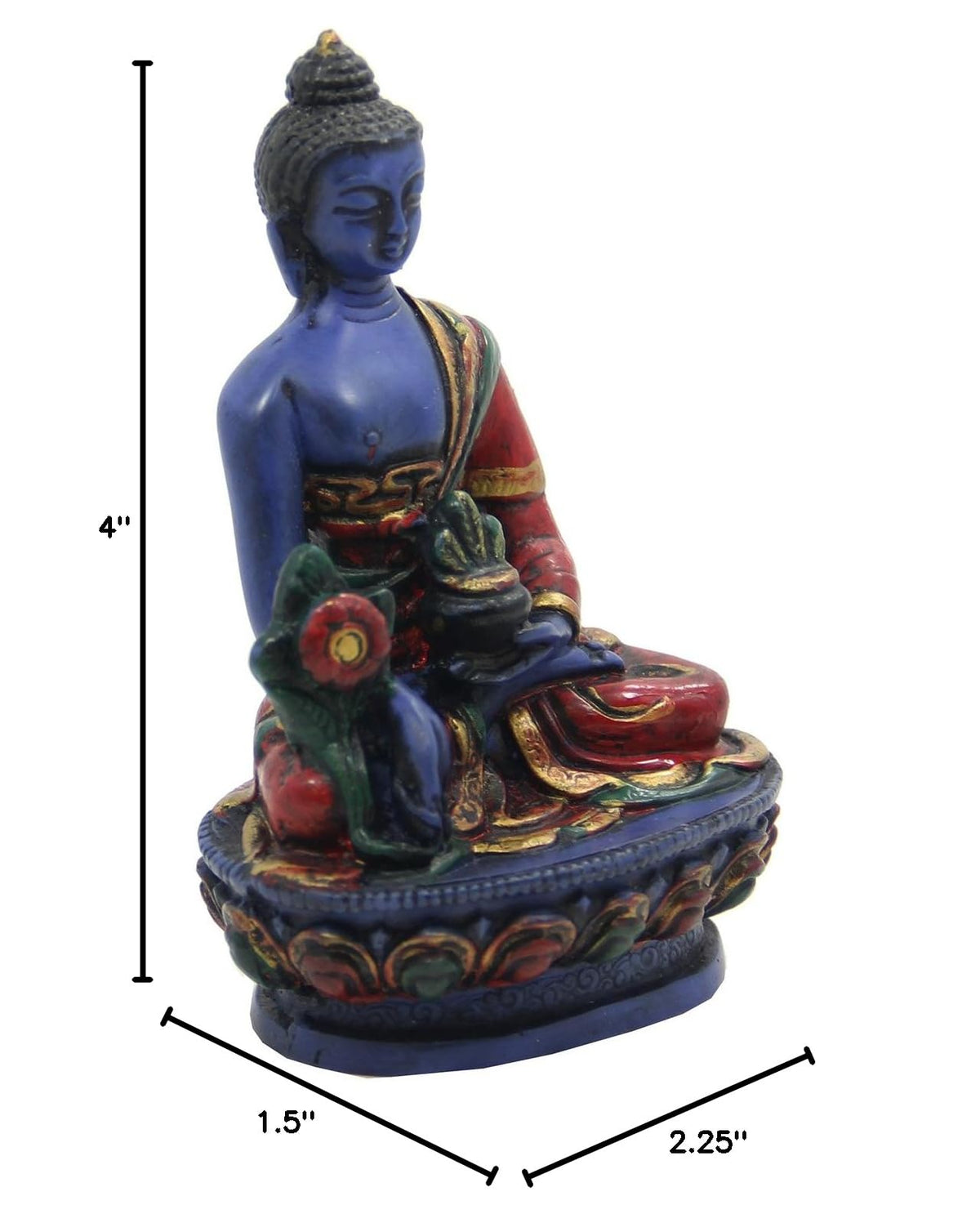Tibetan Healing Medicine Buddha Statue Hand Painted Nepal (4 Inches / Blue)
