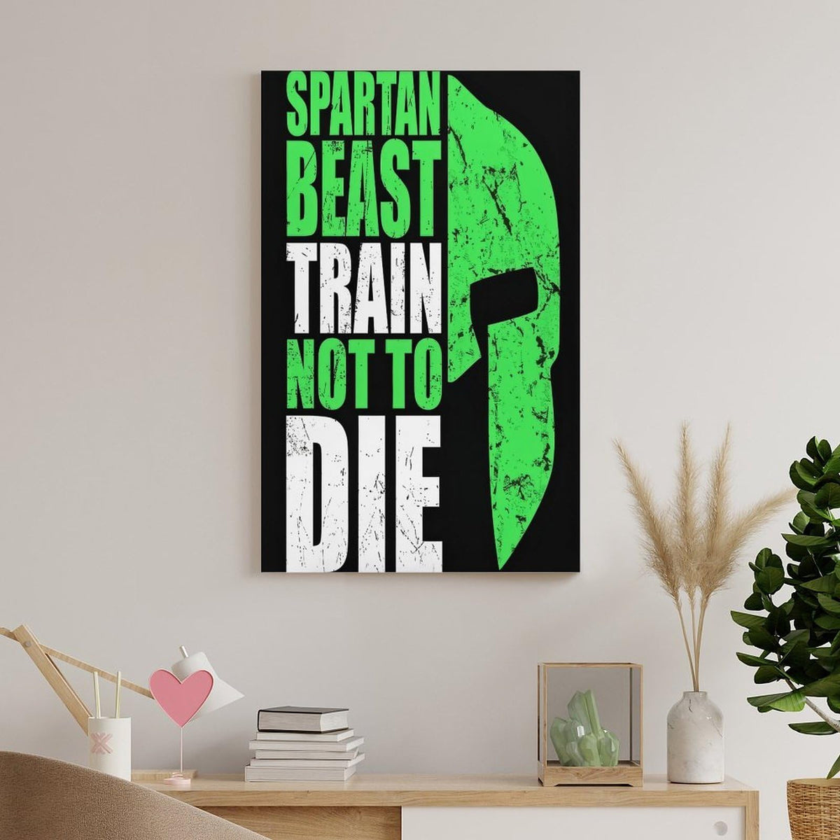 Spartan Beast Train Not To Die Canvas Printing Wall Art Prints Wall Decor Posters Motivational Warrior Typography Black Green Gym Office Bedroom Living Room Fitness Decor 12x18inch (style-26 / 12x18inch(30x45cm) Unframe)