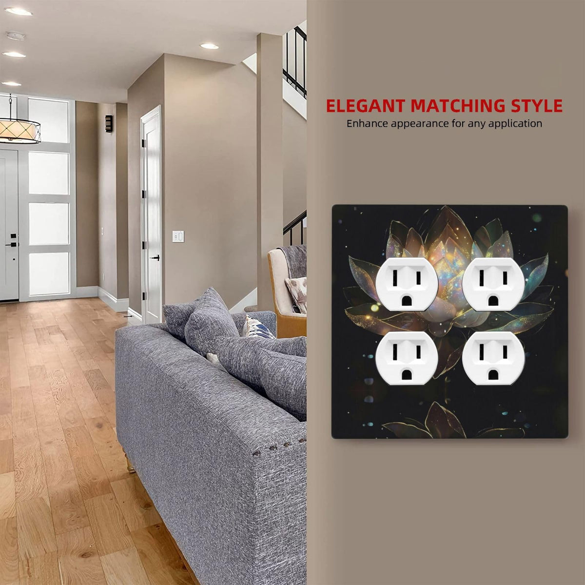 Spa Yoga Zen Lotus Flower 2 Gang 2 Duplex Combination Light Switch Cover Decorative Combo Dual Device Receptacle Switch Face Wall Plate (Spa Yoga Zen Lotus Flower / 2 Gang2 Duplex)
