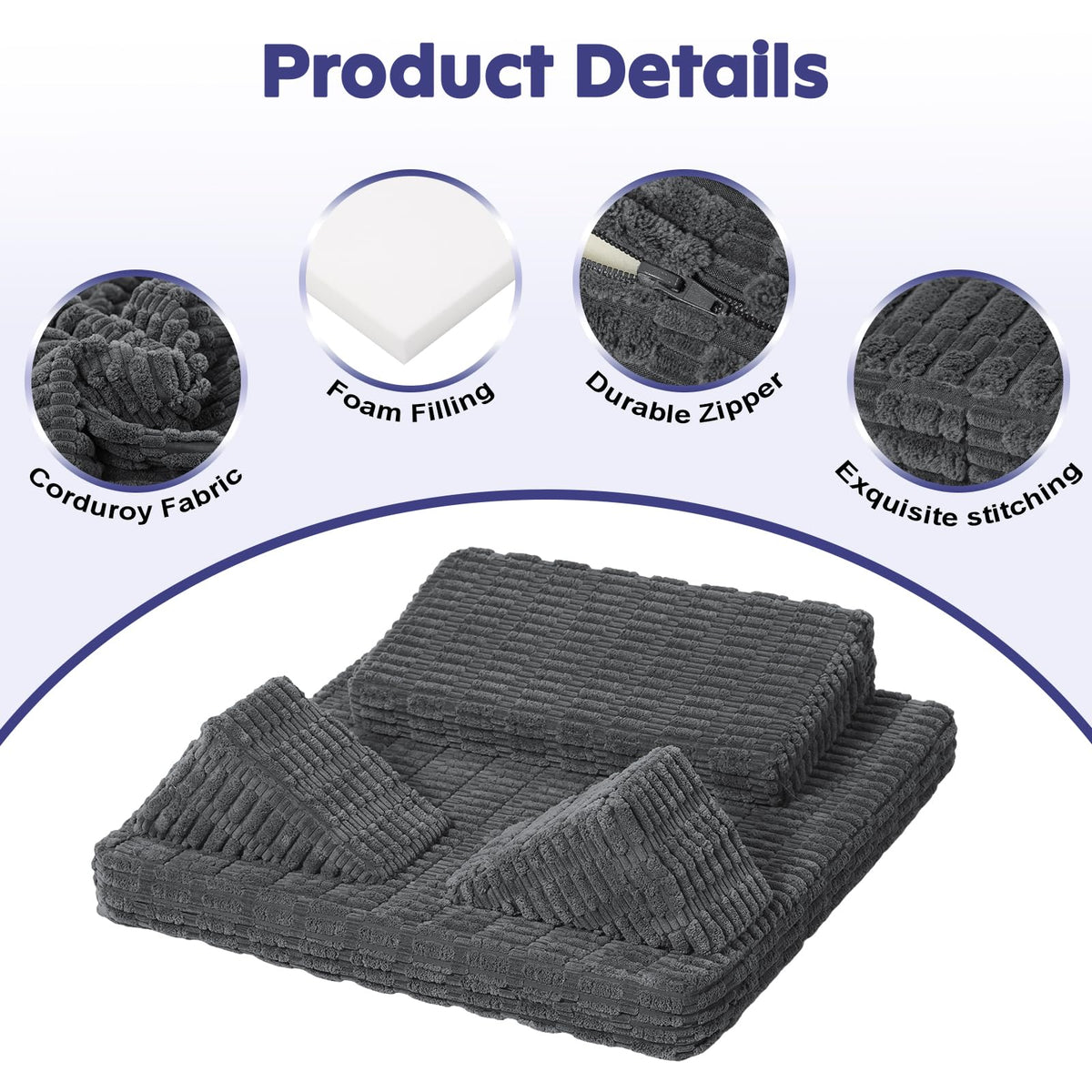Meditation Cushion (Classic Grey / 24X24X2 Inch)