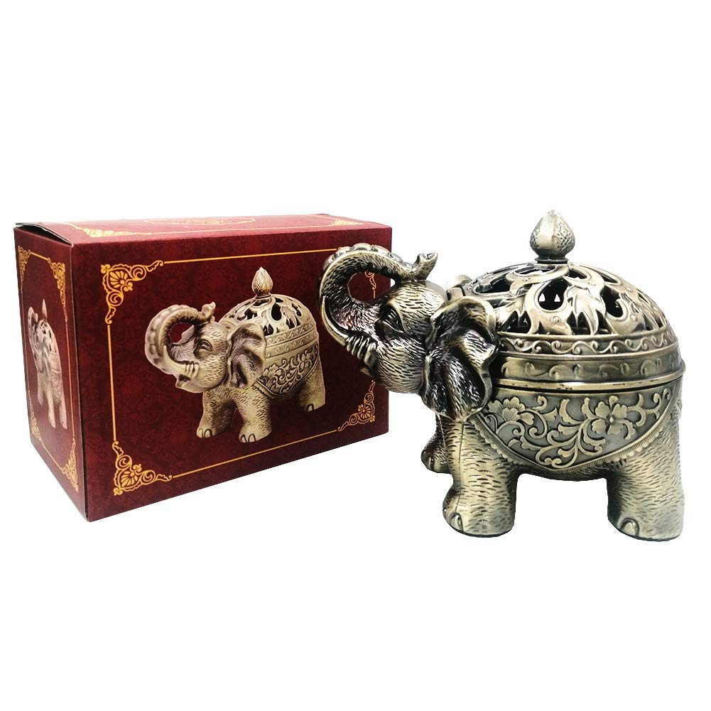 Metal Elephant Incense Holder (Bronze)