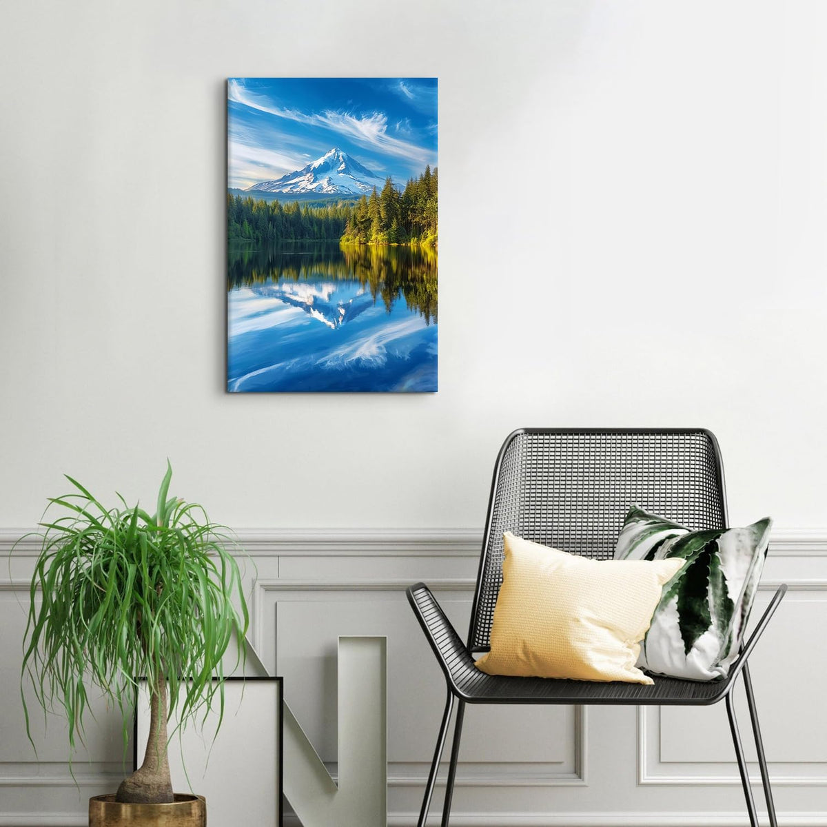 Nature Mountain Wall Art for Living Room Mount Hood National Park Photo Prints Forest Lake Reflection Landscape Canvas Pictures Mountains Scenic Paintings Artwork for Bedroom Home Decoration 16x24" (24"L x 16"W / Mt Hood)