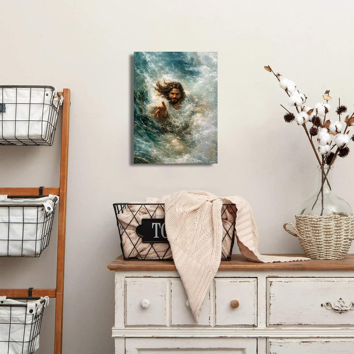 Christian Wall Art Jesus Wall Decor The Hand of God Picture for Bedroom Living Room Decorations (12"L x 16"W / Jesus Hands)