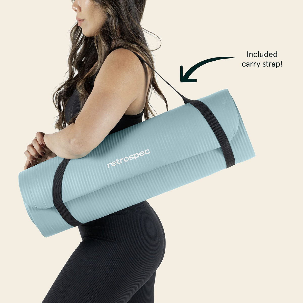 Solana 1 2" Thick Yoga Mat Non Slip Exercise Mat w (Blue Mist / 1/2 inch)