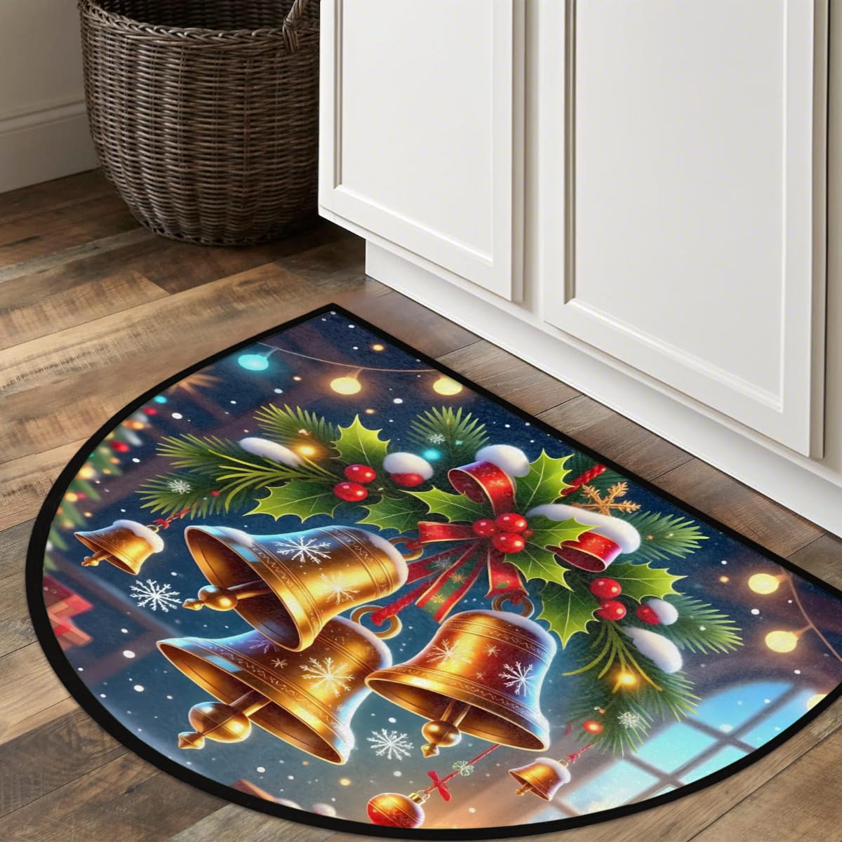 Christmas Half Round Door Mat Semi Circle Rug Half Moon Doormat (A:z-11)