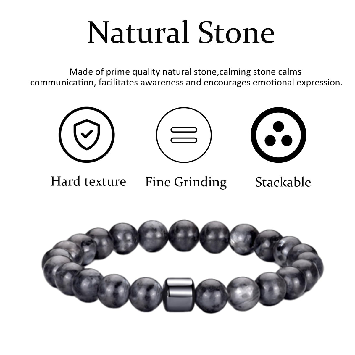 Mens Bracelets 8MM Natural Stone Beads Bracelet Set Stretch Adjustable Beaded Bracelets for Men (2,black,flash bracelet)