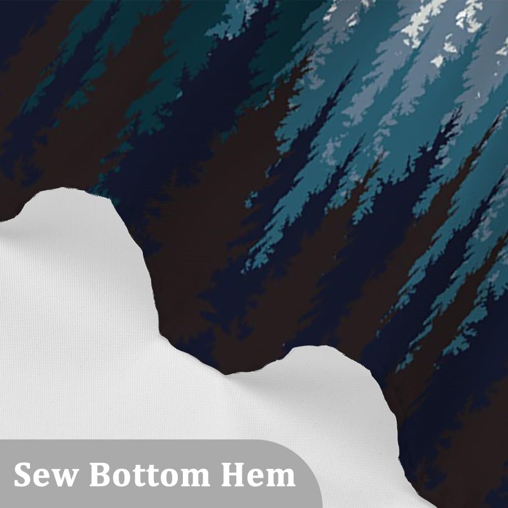 72x72inch Misty Forest Shower Curtain Fantasy Foggy Pine Tree Birds Landscape Woodland Natural Rustic Camper Bath Curtain Waterproof Fabric Polyester for Modern Home Bathroom Decor with Hooks (72"W x 72"L (Pack of 1) / Blue)