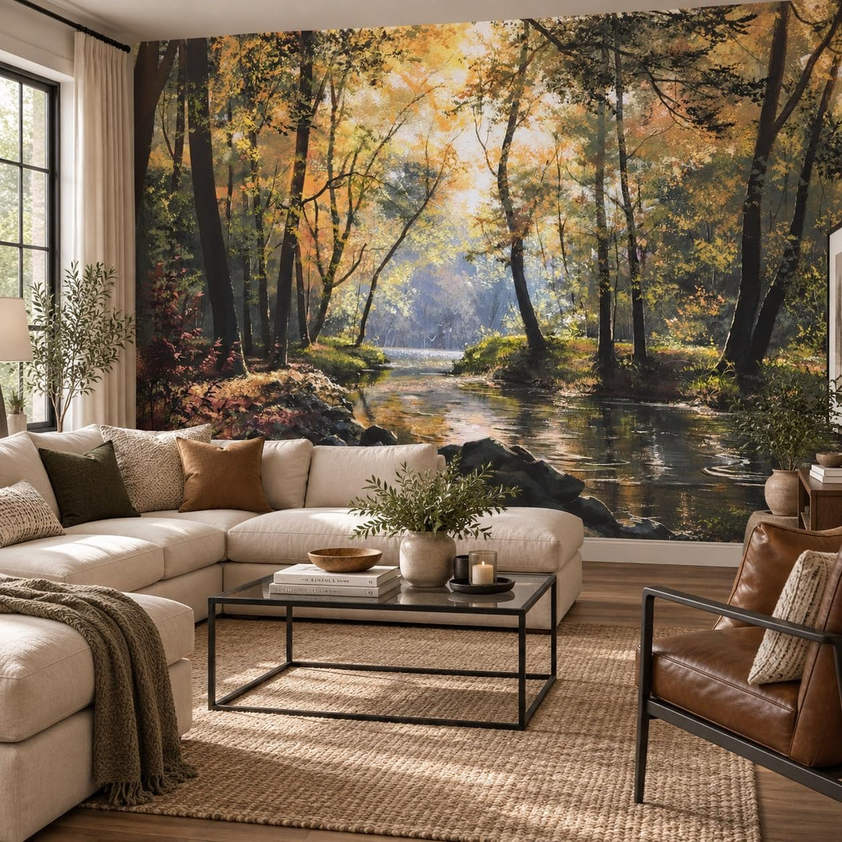 Peel and Stick Wall Mural Wallpaper Forest 137"×96" Decor A10 (A10 / 137" x 96")