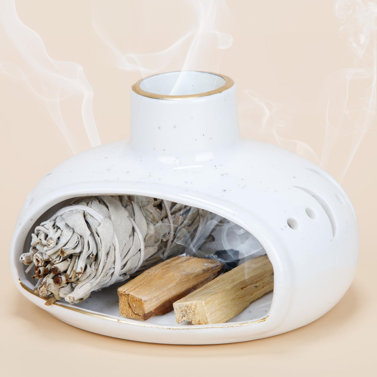 3 in 1 Incense Holder for Palo Santo Sticks Sage Incense (Moon Phase)