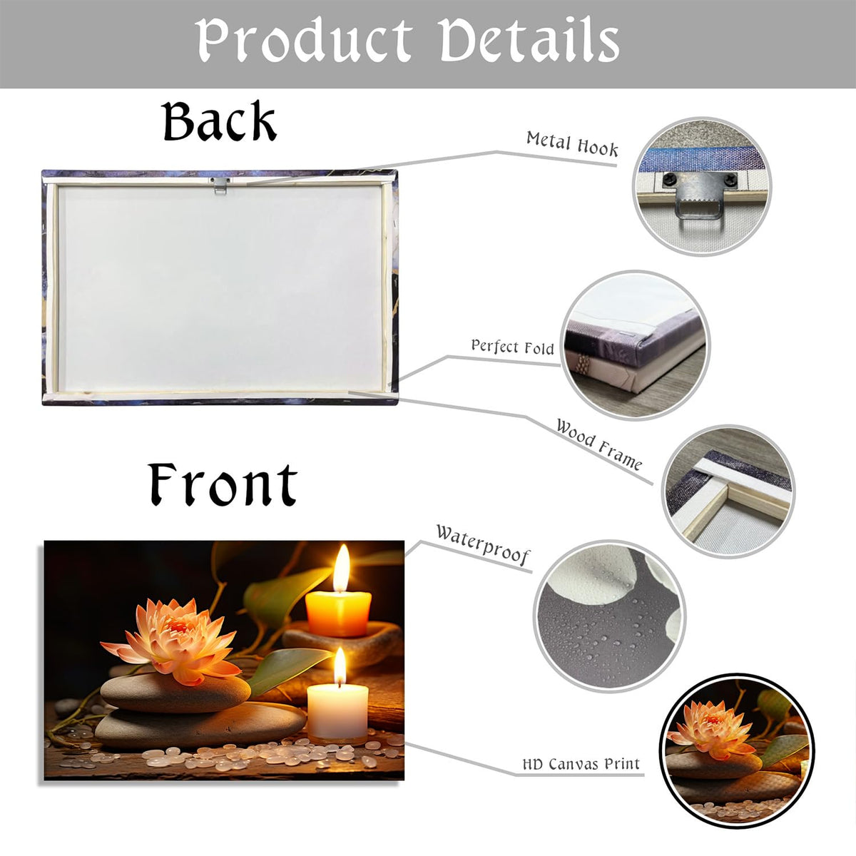 Large Zen Canvas Wall Art (42"L x 28"W / Art-10)