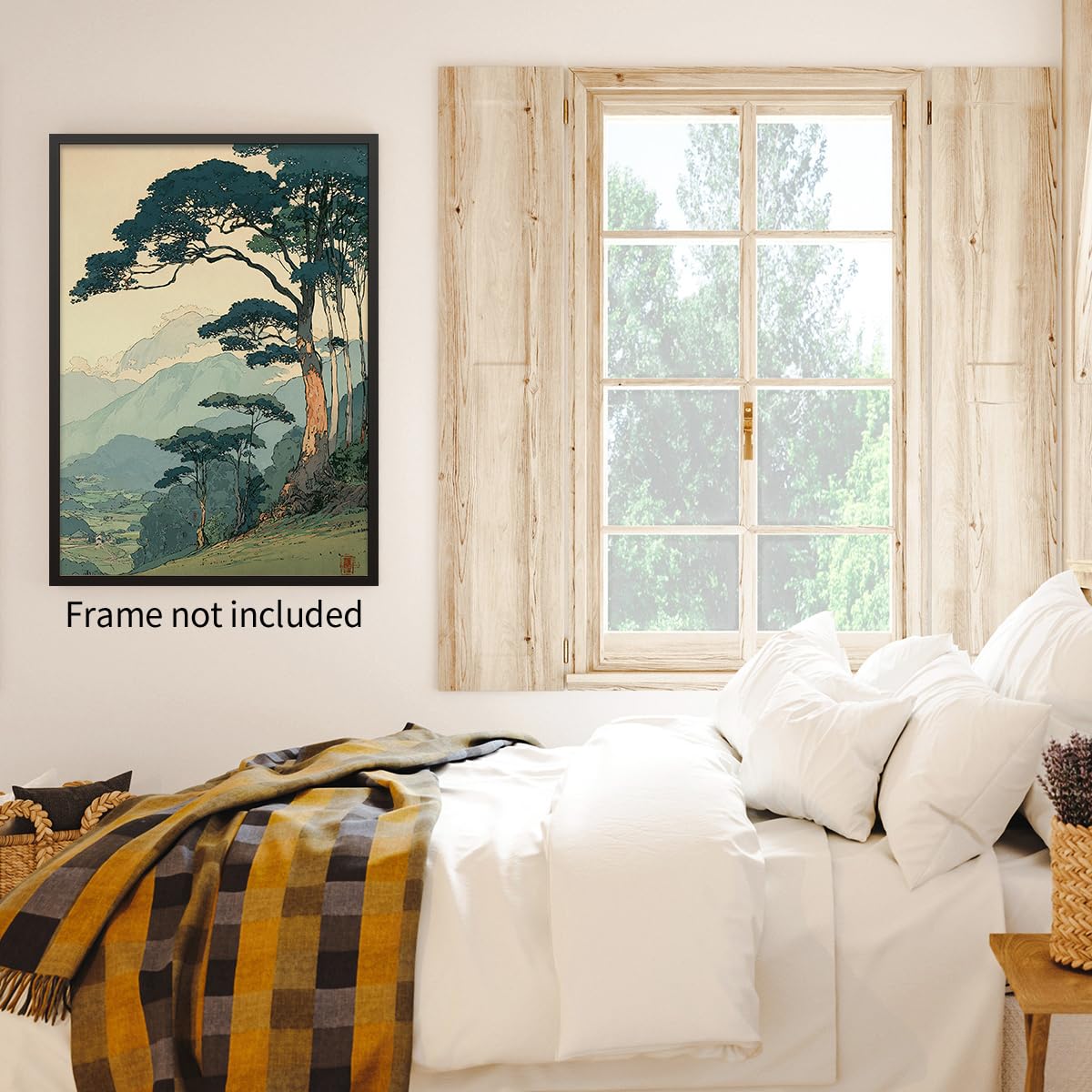 Japanese Forest Canvas Wall Art Asian Tranquil Mountain Landscape Posters Vintage Nature Tree Scene Prints Modern Ukiyo (Unframed / Japanese Prints / 16"L x 12"W)