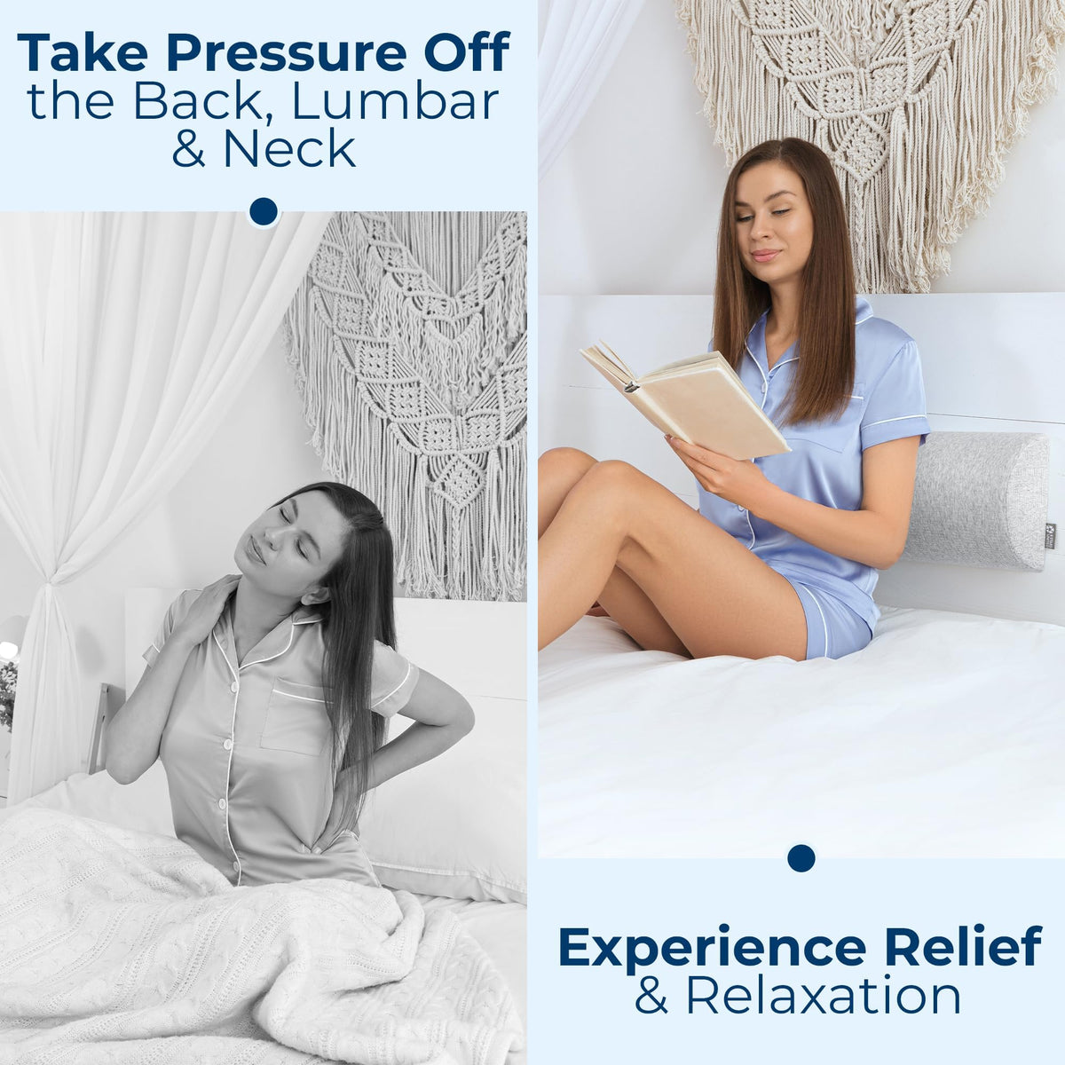 Knee Pillow for Back Sleeping (Natural Gray / Standard)