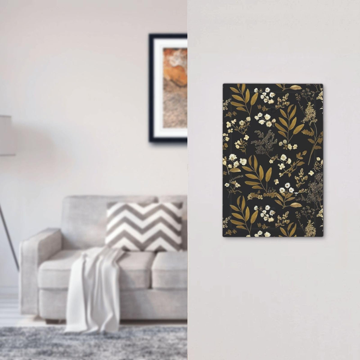 Black Gold Vintage Leaf Floral Decorative 1 (Black Gold Vintage Leaf Floral / 1-Gang Blank)