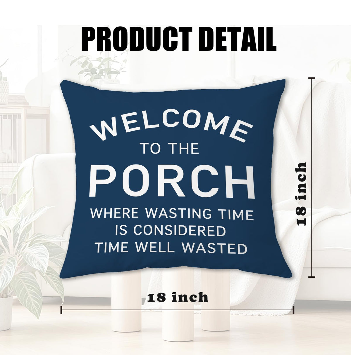 Navy Blue Farmhouse Porch Throw Pillow Cover 18x18 (Qt-bz-mental Health-cottage Porch)