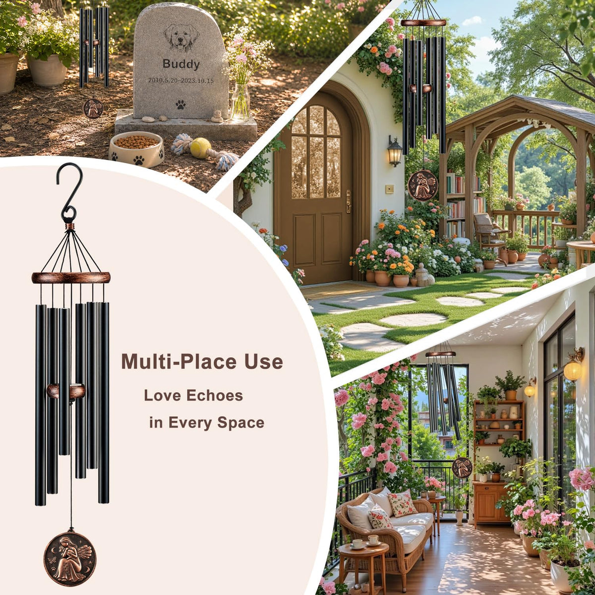 34" Pet Memorial Wind Chimes (34" Angel)