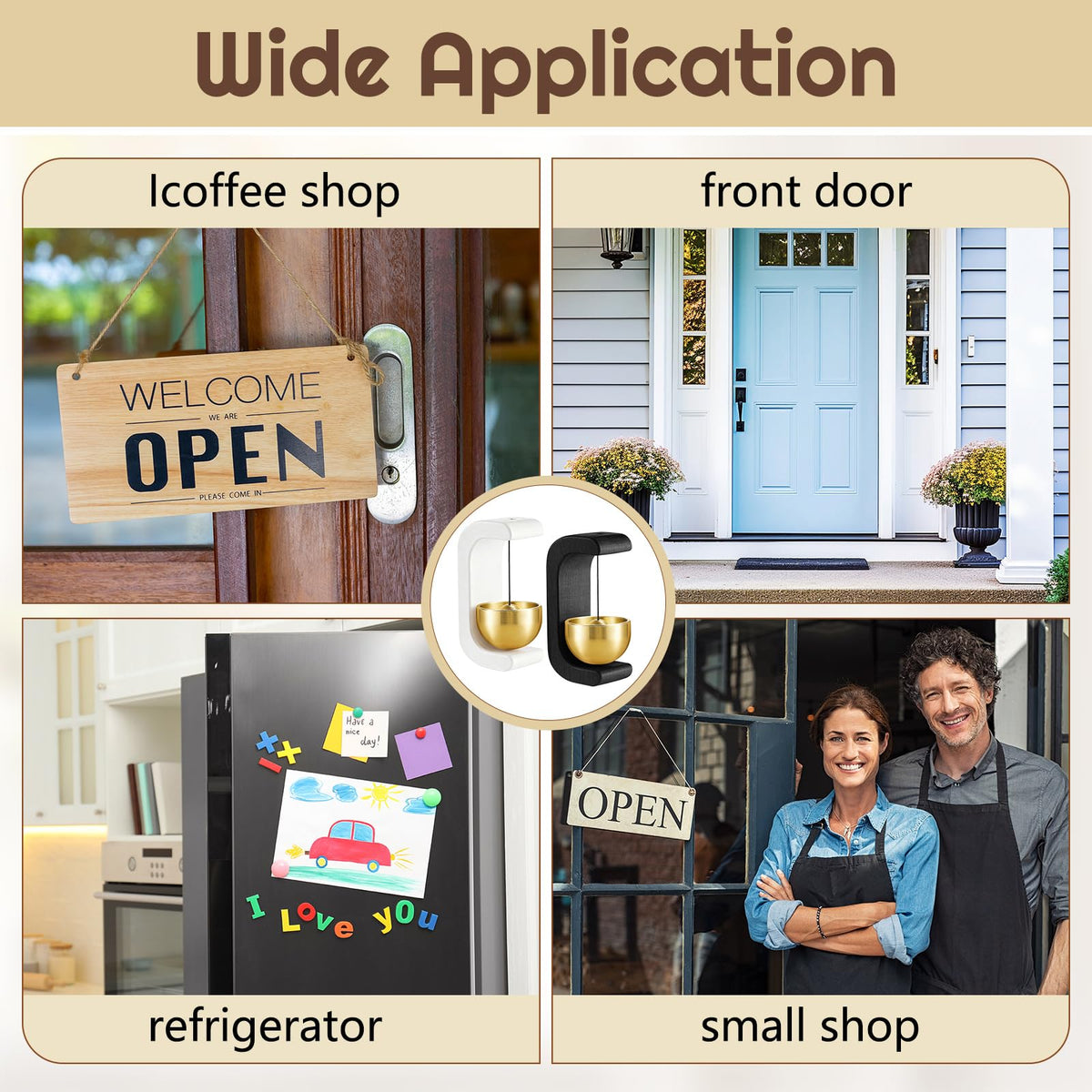 2 Pcs Magnetic Wooden Doorbell Chime (Black,white)