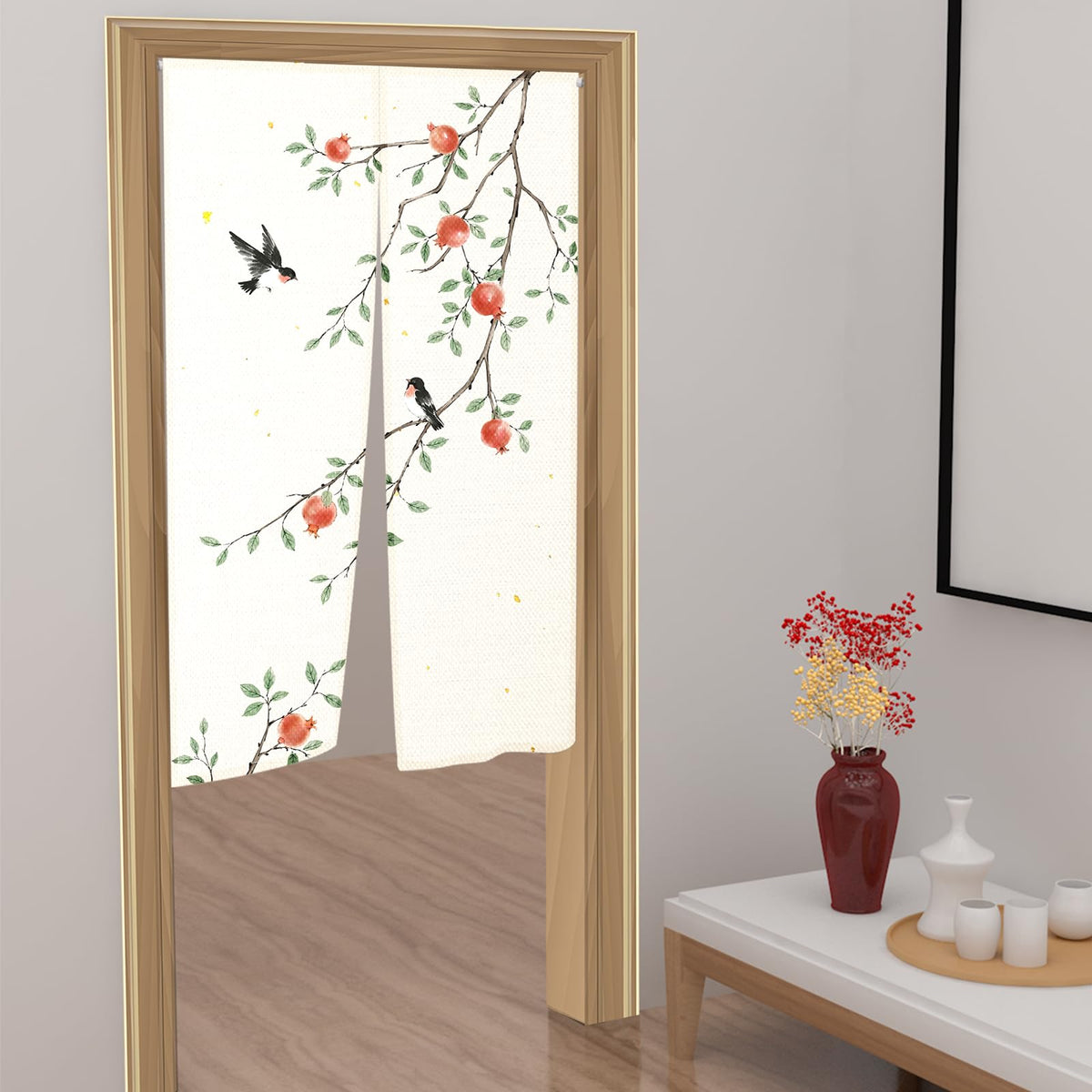 Japanese Doorway Curtain (Beige / 33.5"W x 59"L (Pack of 1))